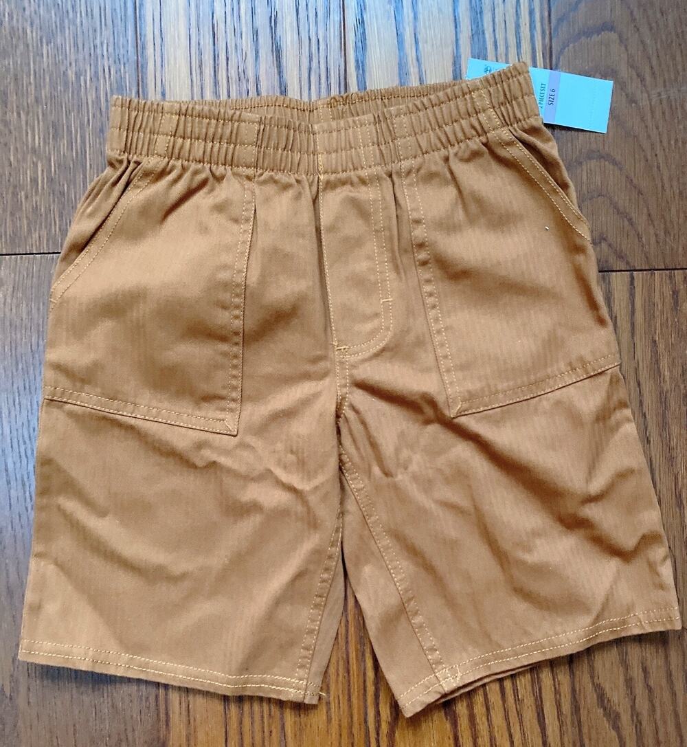NWT Timberland Boy's Youth Size 6 Brown Casual Shorts 100% Cotton Elastic Waist